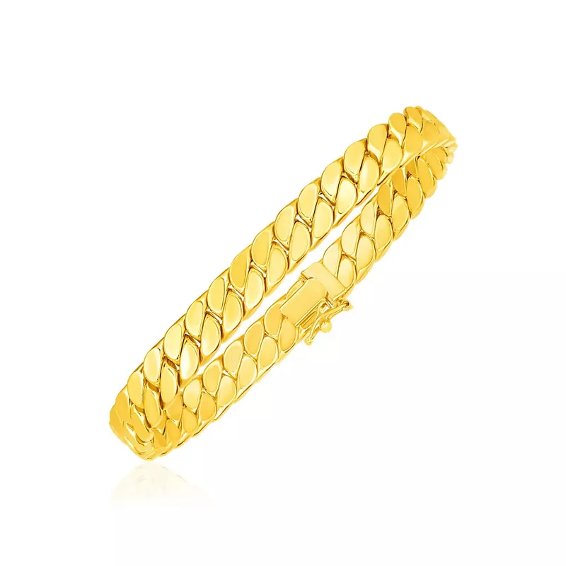14k Yellow Gold 8 inch Mens Curb Chain Bracelet