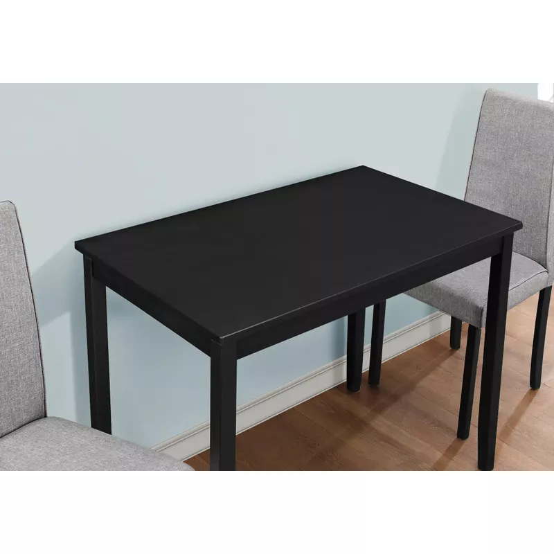 Dining Table Set/ 3pcs Set/ Small/ 39" Rectangular/ Kitchen/ Wood/ Pu Leather Look/ Black/ Grey/ Contemporary/ Modern