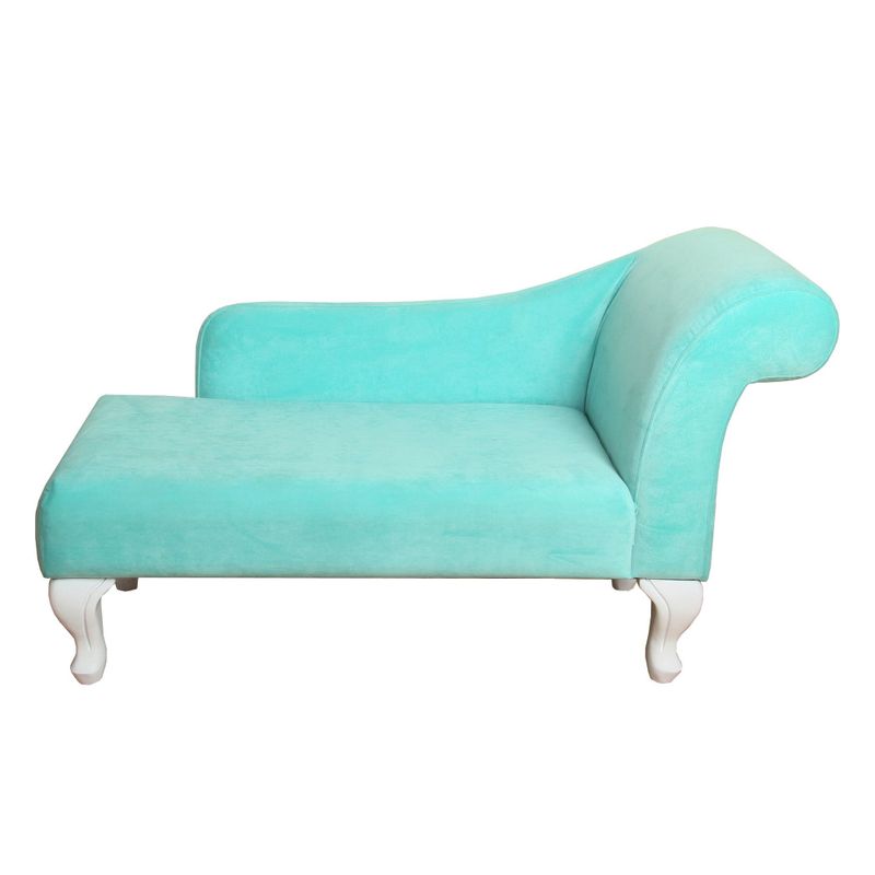 HomePop Juvenile Chaise Lounge in Aqua Turquoise Velvet - Aqua Turquoise velvet