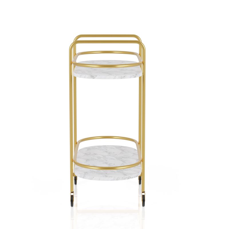 Furniture of America Mardoc Contemporary White and Gold Serving Cart - Gold coating/White