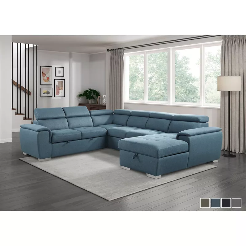 McCoy Sectional Sofa with Pull-Out Bed - Grey
