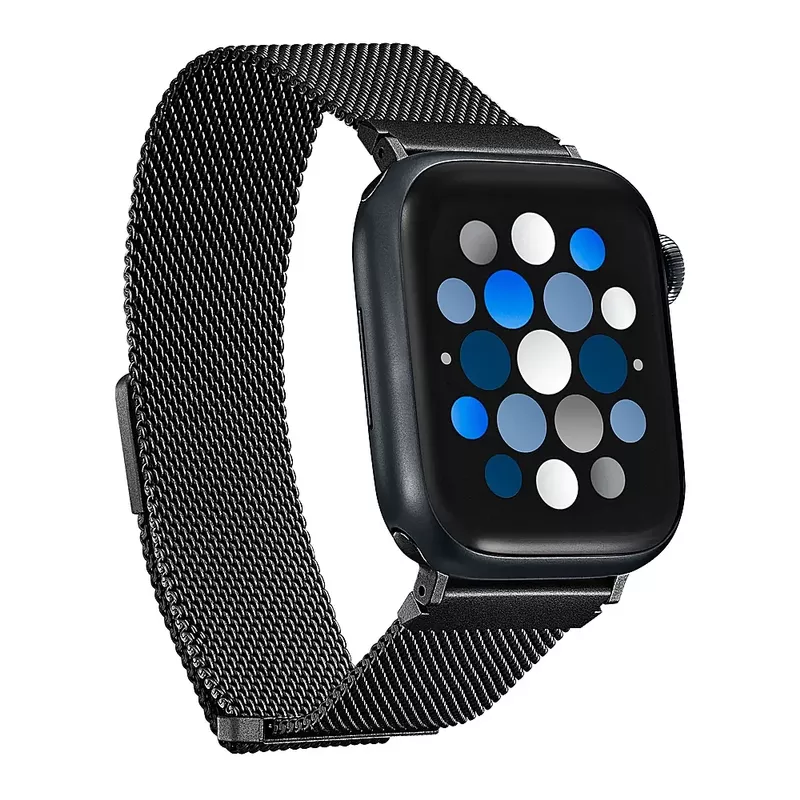 Insignia™ - Stainless Steel Mesh Band for Apple Watch 38mm, 40mm and 41mm (All Series) - Midnight Aluminum