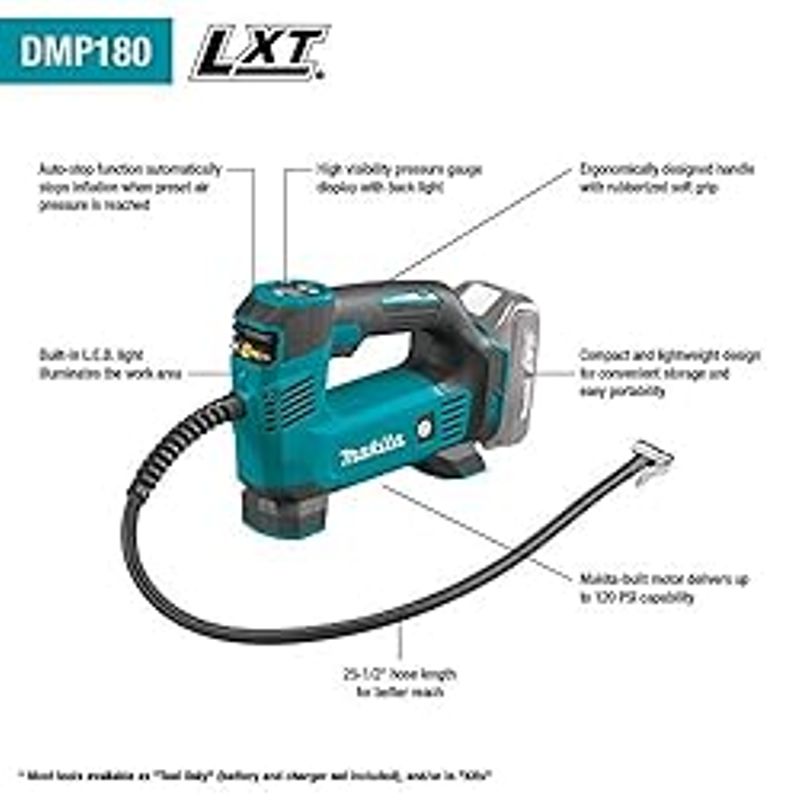 Makita DMP180ZX 18V LXT Lithium-Ion Cordless Inflator, Tool Only, Teal