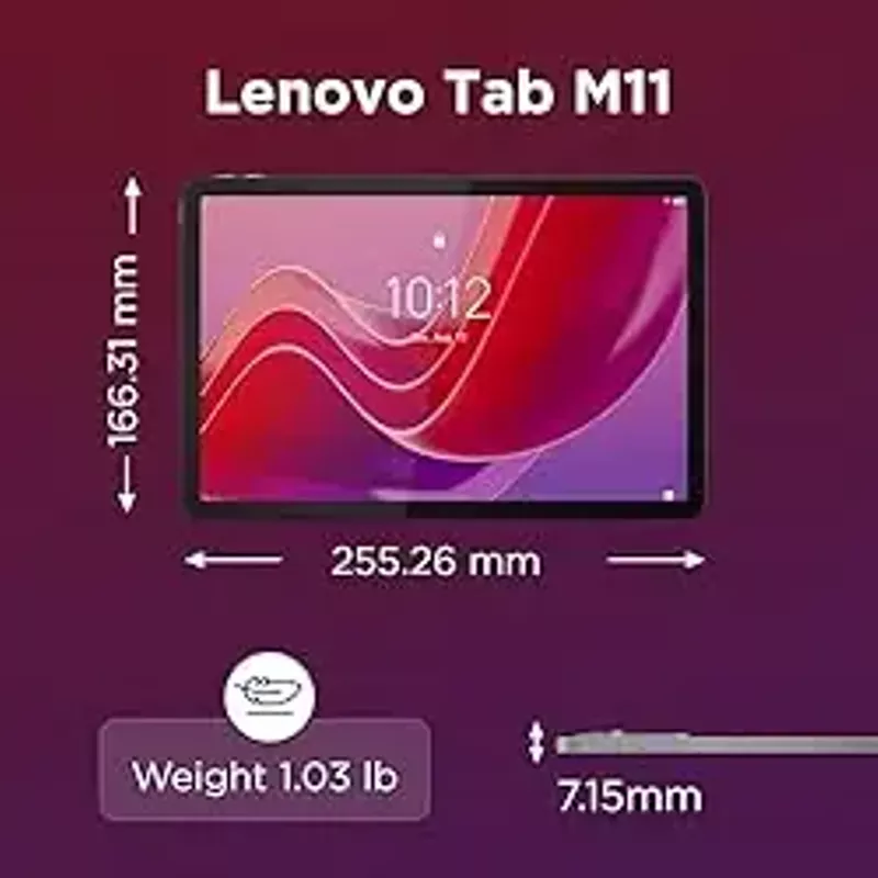 Lenovo Tab M11, 11” Display, MediaTek Helio G88 Octa-Core, 4GB RAM, 128GB SSD, 1920x1200 px, Ambient Light-Sensor, 10 Hour Battery, Comes w/Folio Case, Luna Grey