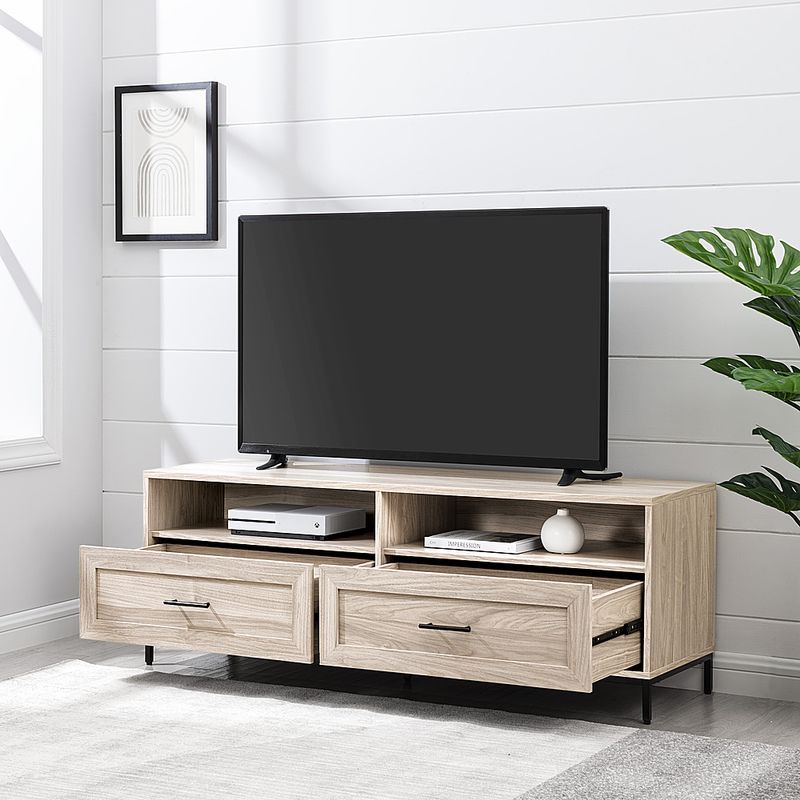 Alt View Zoom 16. Walker Edison - Contemporary 2-Drawer TV Stand for Most TVs up to 60” - Birch