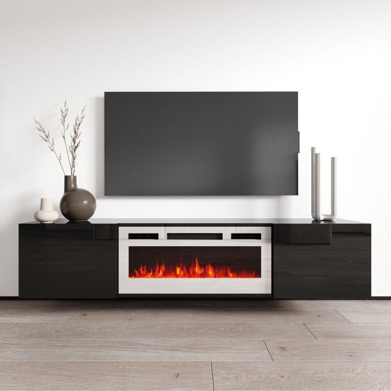 Cali WH-EF Wall Mounted Electric Fireplace Modern 72" TV Stand - White