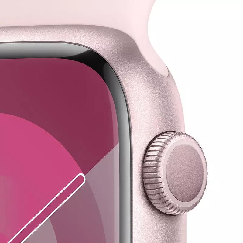 Apple Watch Series 9 GPS Aluminum Case, - Light Pink Sport Band - Pink Case - Small/Medium