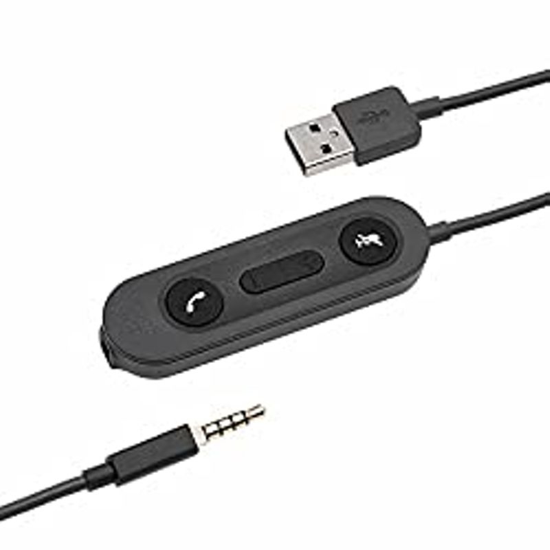 Cisco Headset 522, Wired Dual On-Ear 3.5mm Headset with USB-A Adapter, Charcoal, 2-Year Limited Liability Warranty (CP-HS-W-522-USB=)