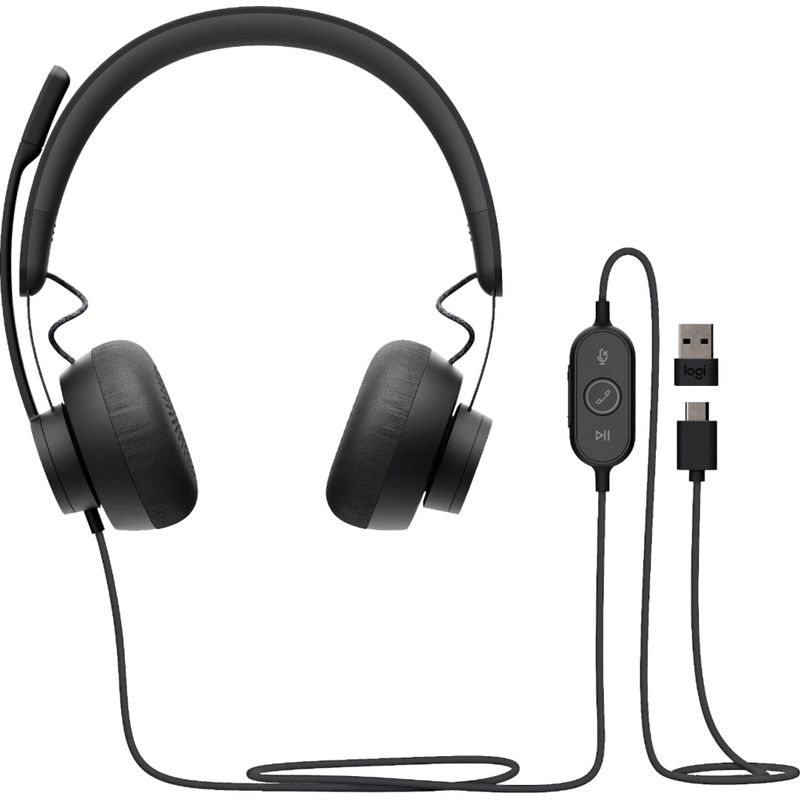 Angle Zoom. Logitech - Zone 750 Wired Noise Canceling On-Ear Headset - Black