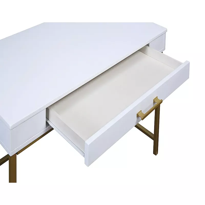 OSP Home Furnishings - Modern Life Desk in Finish With Gold Metal Legs - White