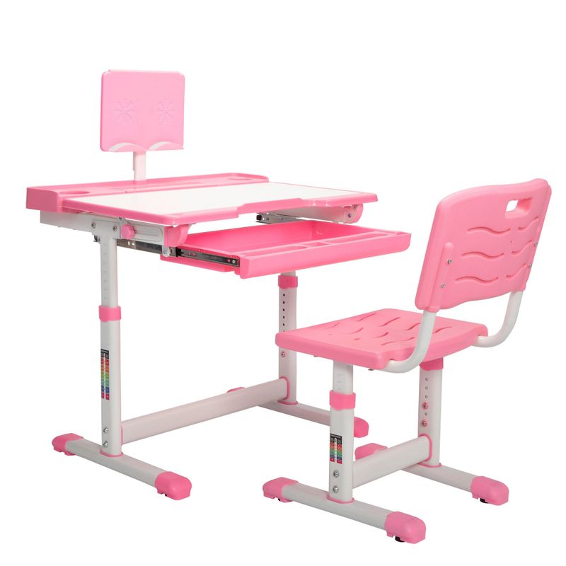Children's Desk and Chair Set with Storage - Pink