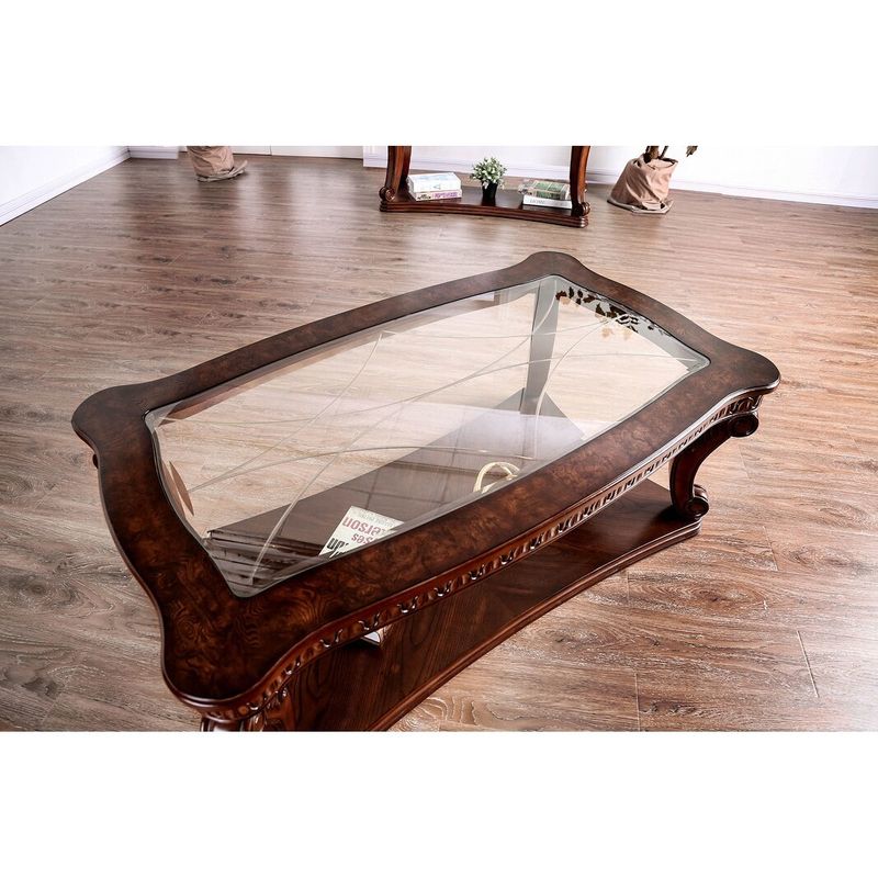 Tempered Glass Coffee Table in Dark Oak - Dark Oak - Glass