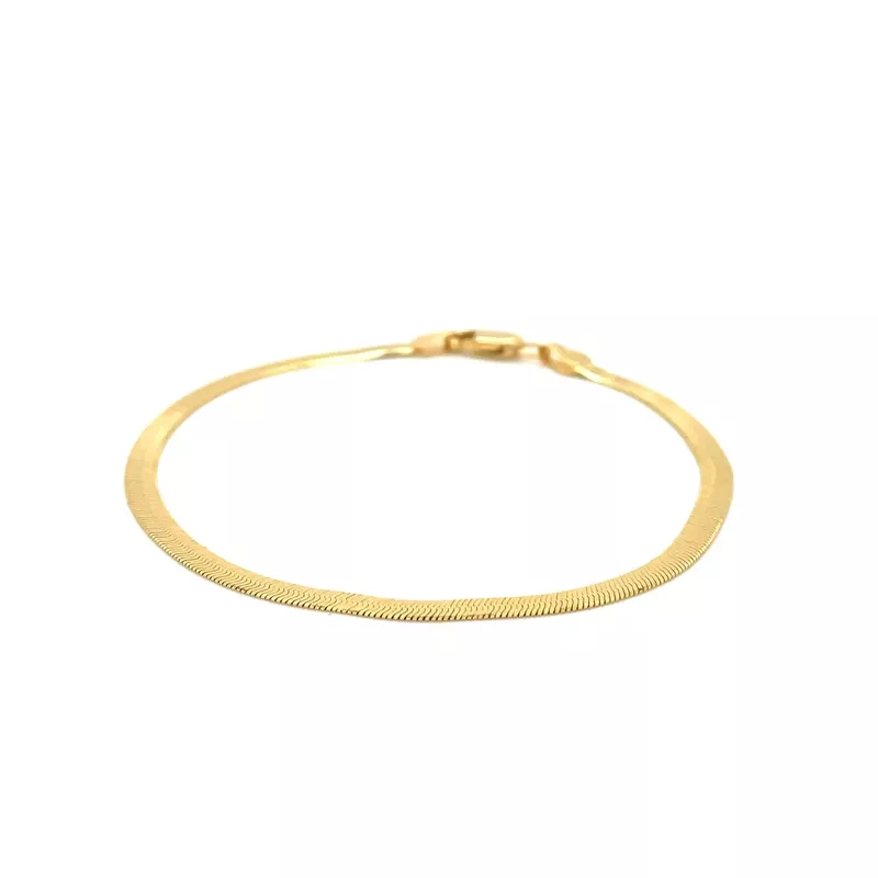 3.0mm 14k Yellow Gold Super Flex Herringbone Bracelet