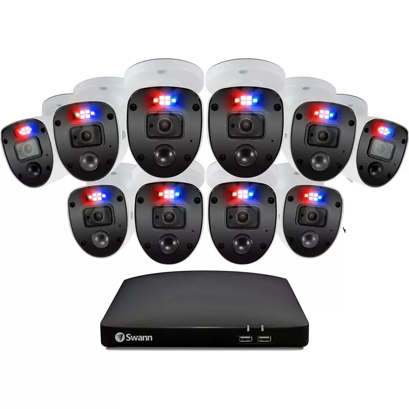 Swann DVR-4680 16-Channel Full HD 2TB Security System with 10x PRO-1080SL Enforcer 'Police-Style' Flashing Light Cameras