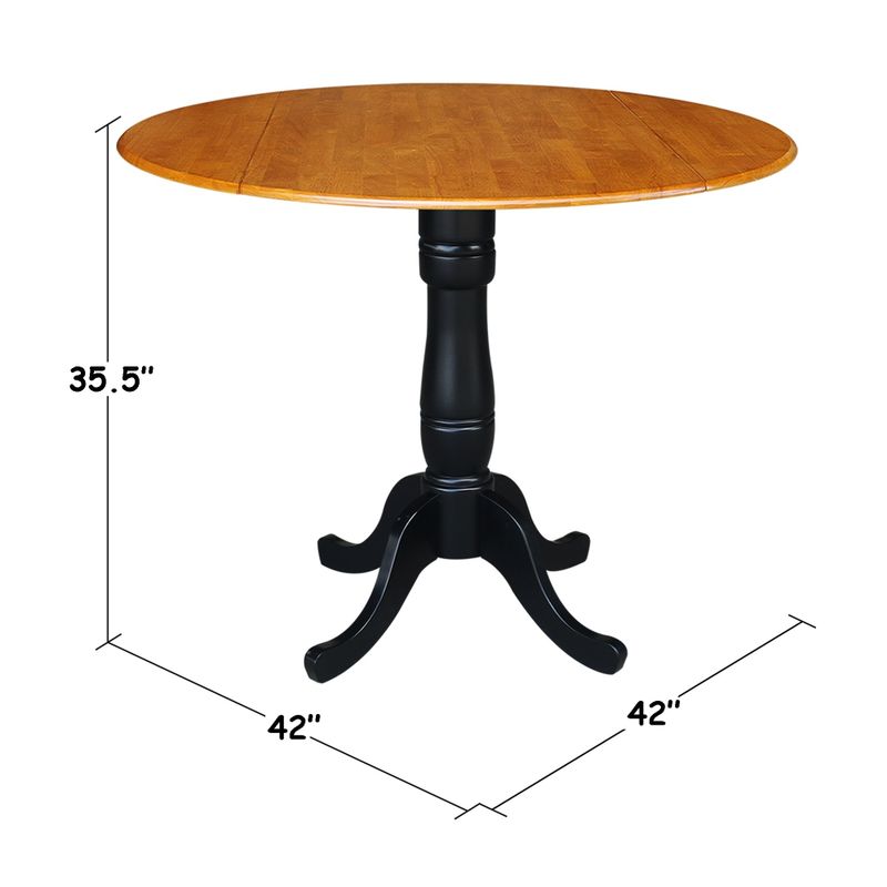 42" Round Dual Drop Leaf Pedestal Table - Black/Cherry - 35.5" H