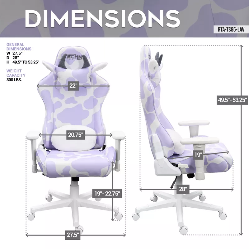Lavender COW Series Gaming Chair