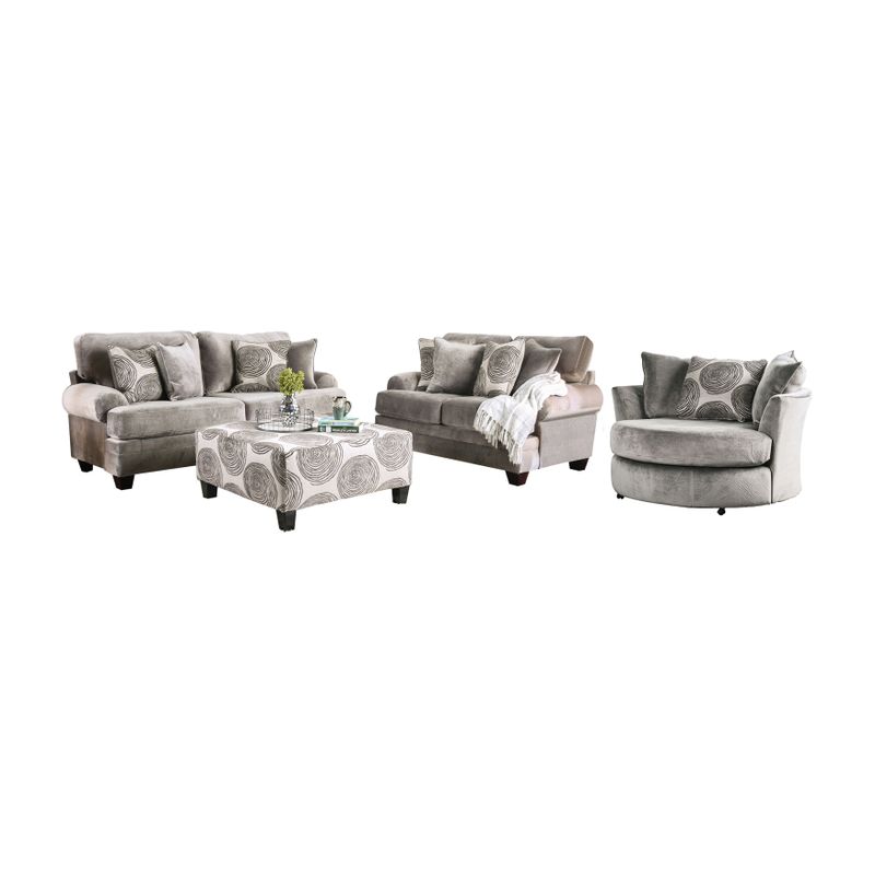 Furniture of America Jeta Contemporary Fabric Padded Swivel Chair - Grey