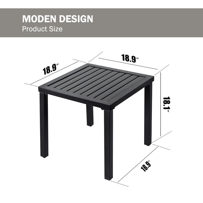 Outdoor Indoor Small Square Metal Patio Side/end Tables - 18.9*18.9*18.1 - 18.9*18.9*18.1 - Black