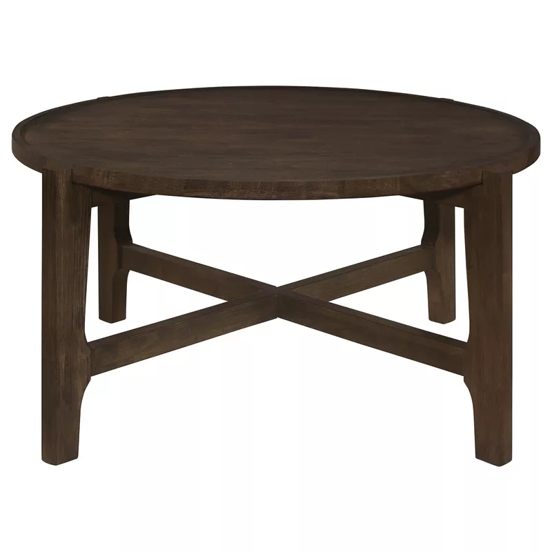 Cota Round Solid Wood Coffee Table Dark Brown