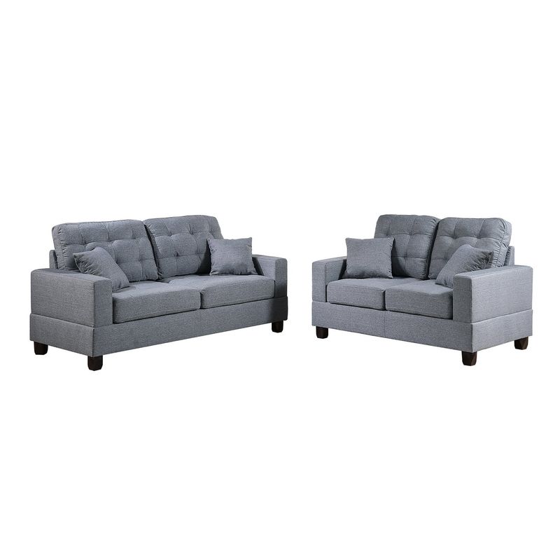 2 Piece Sofa and Loveseat Set - Grey
