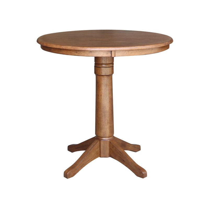 36" Round Top Pedestal Table with 2 Stools - Set of 3 - Cinnamon/Espresso