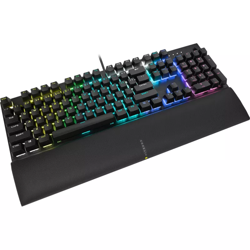 CORSAIR - K60 RGB Pro SE Full-size Wired Mechanical Cherry Viola Linear Gaming Keyboard with PBT Double-Shot Keycaps - Black