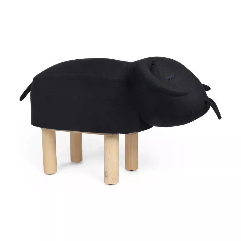 Clawson Contemporary Kids Bull Ottoman by Christopher Knight Home - Black + Natural