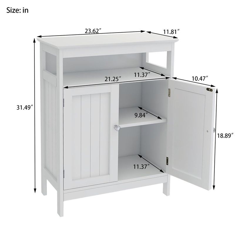 Rent to own Merax Bathroom Storage Cabinet with Doors - White - FlexShopper