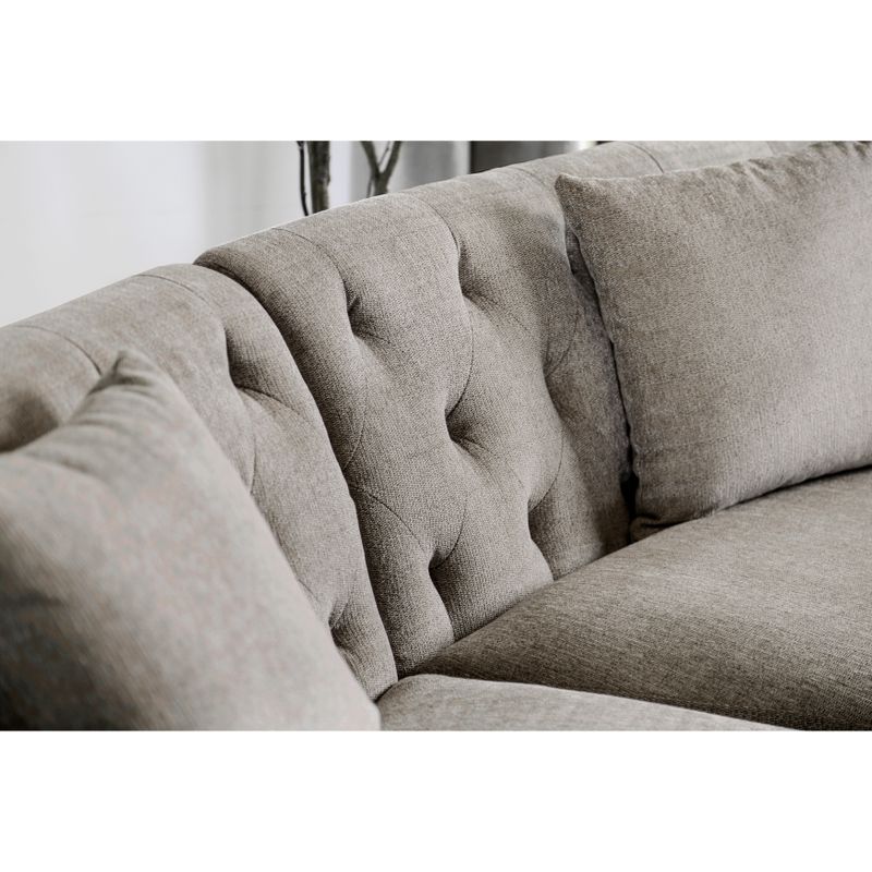 Aretha Contemporary Grey Tufted Rounded Sectional Sofa by Furniture of America - Warm Grey