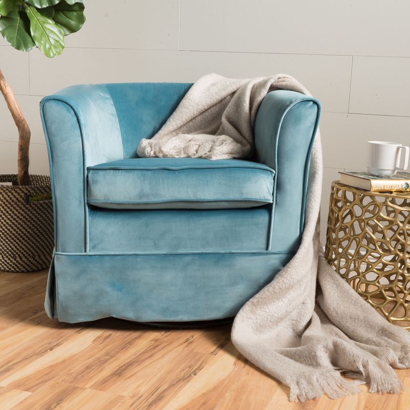 Cecilia Velvet Swivel Club Chair by Christopher Knight Home - Blue