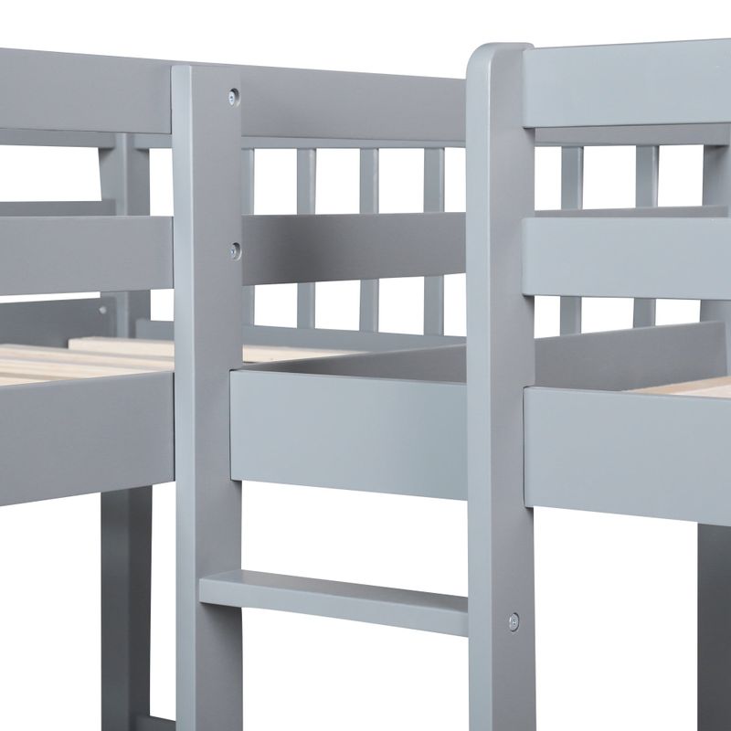Twin L-Shaped Bunk bed with Drawers - White
