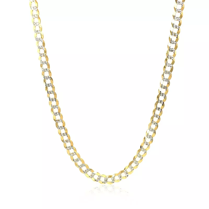 3.6 mm 14k Two Tone Gold Pave Curb Chain (24 Inch)