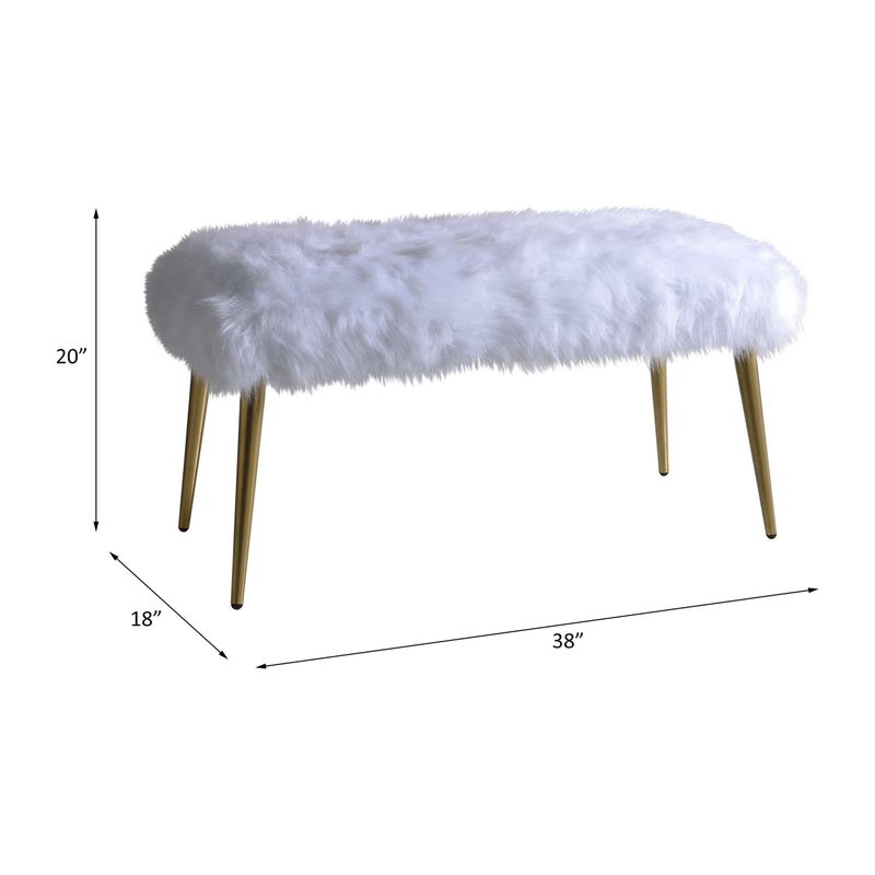 ACME Bagley II Bench in White and Gold - Single - White and Gold - Short