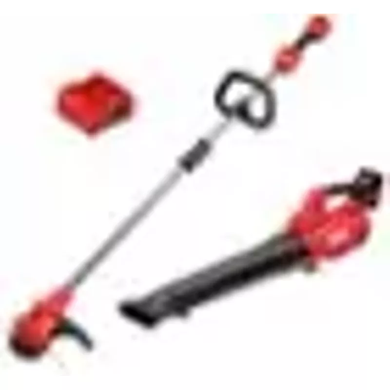 Skil - 20-Volt 13-Inch Cutting Diameter Brushless Grass Trimmer and 400 CFM Leaf Blower (1 x 4.0Ah Battery and 1 x Charger) - Red/Black