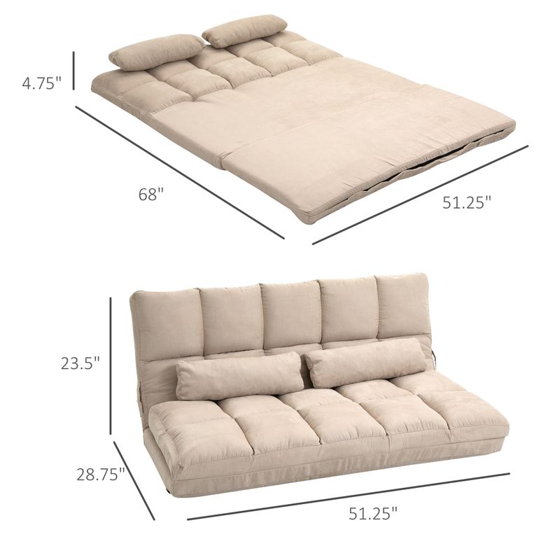 HOMCOM Convertible 7 Adjustable Positions Folding Couch Bed - Beige