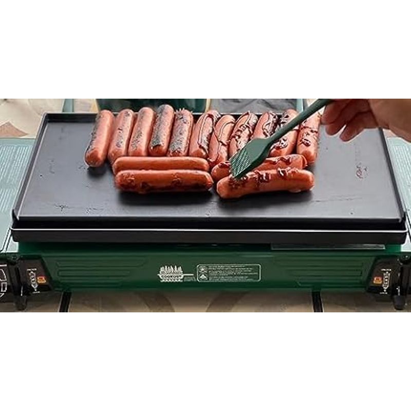 Mr. Outdoors Cookout Double Butane Stove with Carry Bag, 18 inch Aluminum Griddle, 10 piece Silicone Coated Utensil Set