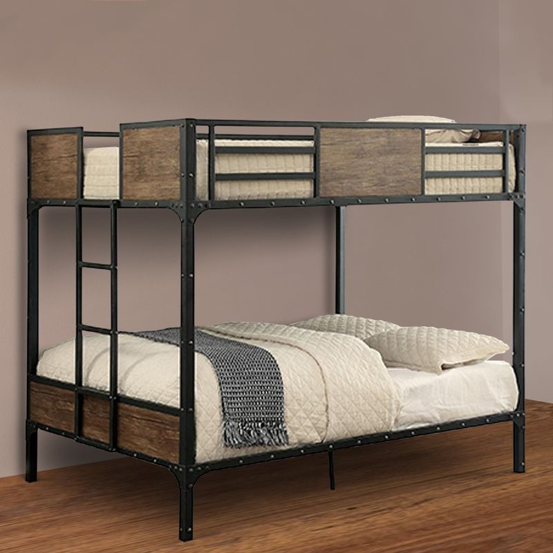 Wooden & Metal Frame Full/Full Size Bunk Bed, Black