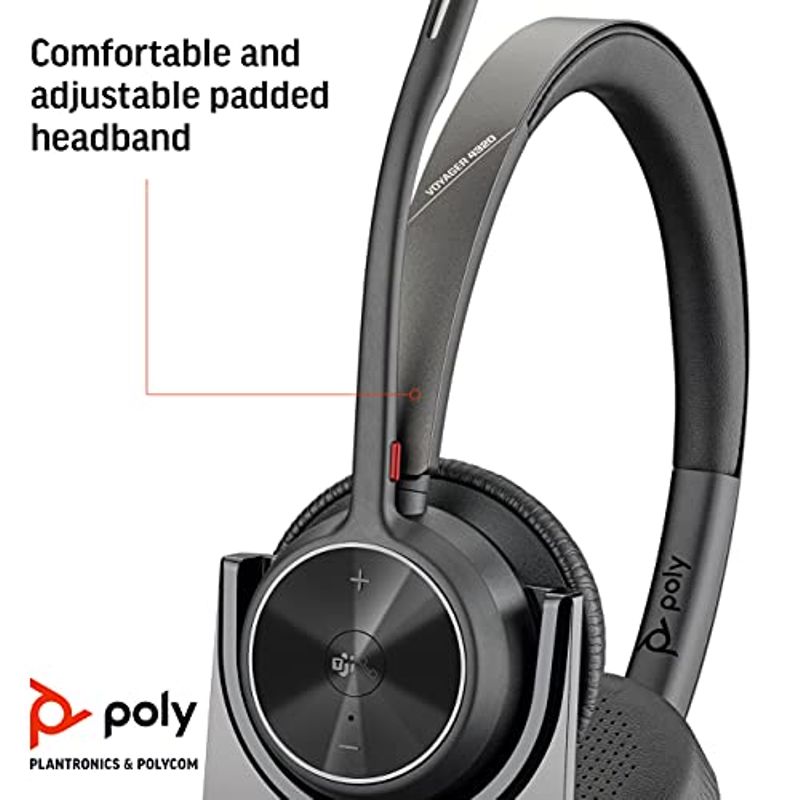 Poly - Voyager 4320 UC Wireless Headset + Charge Stand (Plantronics) - Headphones w/Mic - Connect to PC/Mac via USB-A Bluetooth...