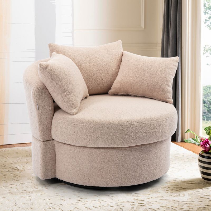 Modern Linen Swivel Accent Chair Bucket Chair - Beige