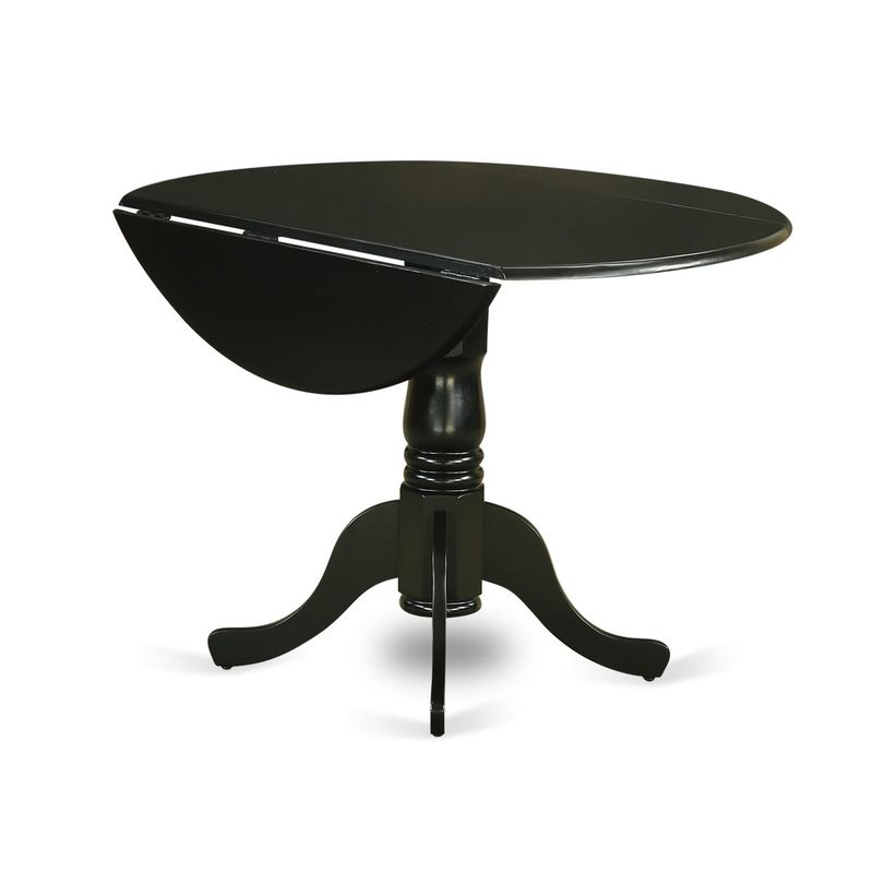 East West Furniture Round Table with Two 9-inch Drop Leaves (Finish Options available) - DLT-SBR-TP