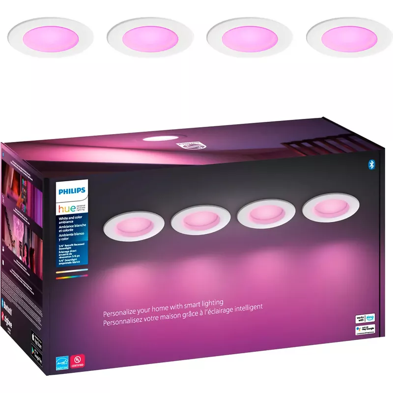 Philips - Hue Bluetooth 5-6" High Lumen Recessed Downlight (4-pack) - White and Color Ambiance