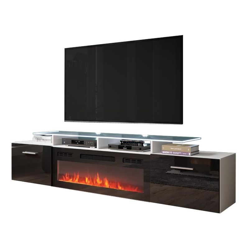 Rova EF Electric Fireplace Modern 75" TV Stand - Black