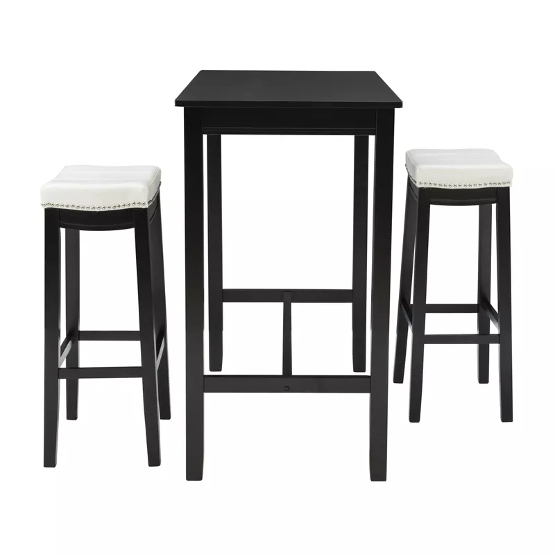 Ansley 3Pc Bar Set Black White