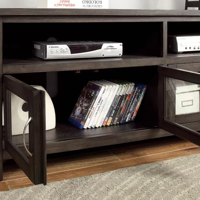 Rent to own Transitional Solid Wood 60Inch TV Stand in Gray