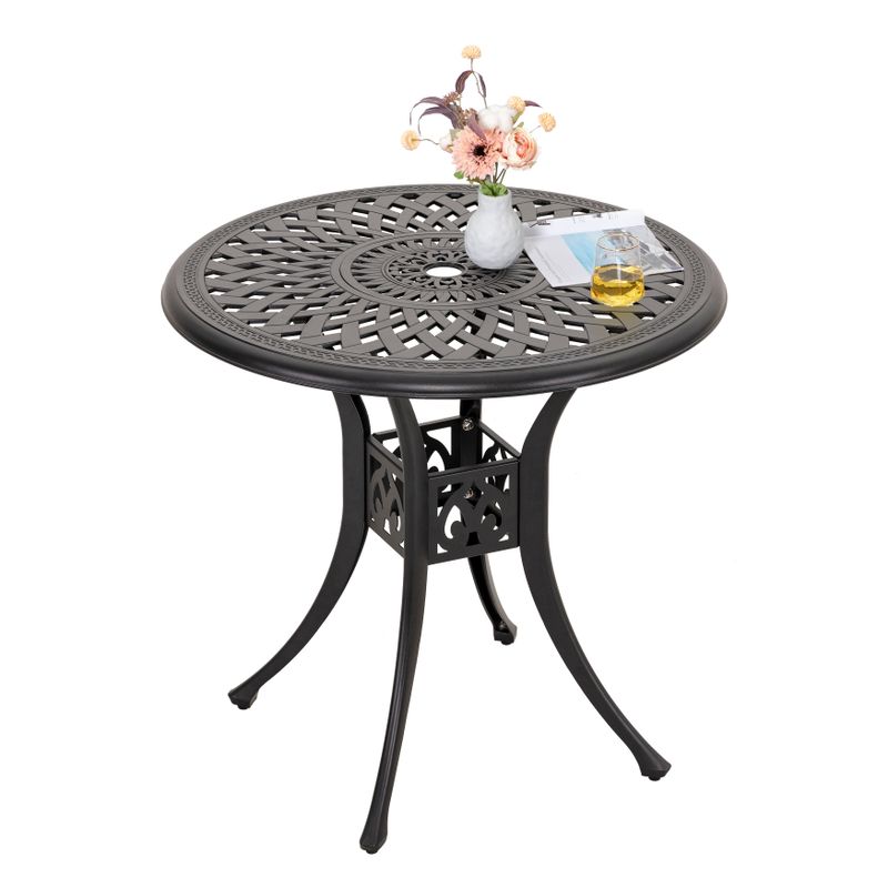 30 inch Cast Aluminum Round Dining Table-NUU GARDEN - Black