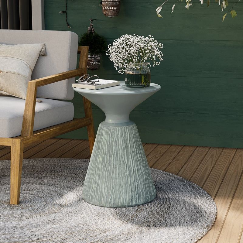 COSIEST Outdoor Indoor Pedestal End Table, Plant Stand (Color Options) - White - 2pc