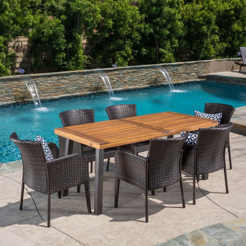 Denaya Outdoor 7-piece Wood Dining Set by Christopher Knight Home - Brown