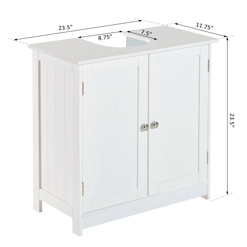 HOMCOM Under Sink Bathroom Cabinet with 2 Doors and Shelf, Pedestal Sink Bathroom Vanity Furniture - Matte - Silver - Single Vanities