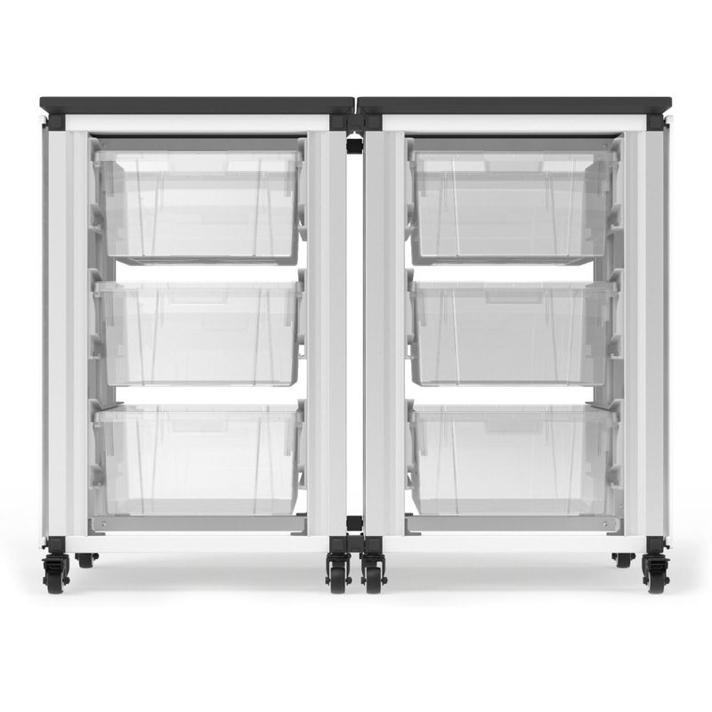 Modular Classroom Storage Cabinet - 2 side-by-side modules with 6 large bins - N/A - White/Black