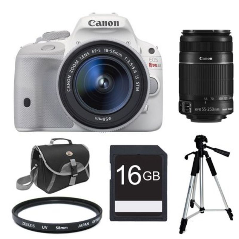 Canon EOS Rebel SL1 Digital SLR with EF-S 18-55mm IS STM Lens White Kit